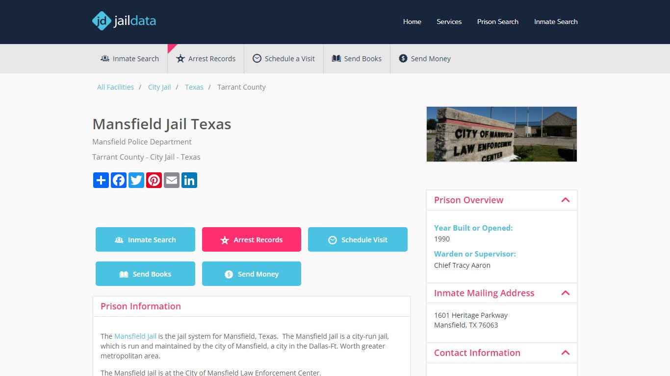 Mansfield Jail Texas Inmate Search and Prisoner Info - Mansfield, TX