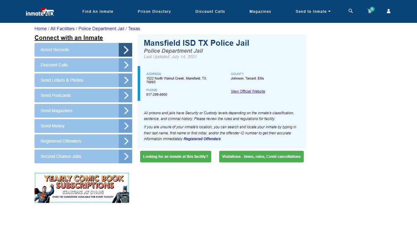 Mansfield ISD TX Police Jail & Inmate Search - Mansfield, TX